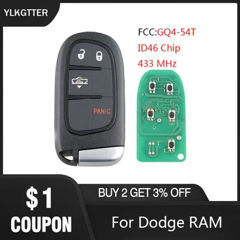 

YLKGTTER 433MHz 3+1 Button Remote Keyless Entry Smart Key for Dodge RAM with Keyless Go ID46 Chip FCC: GQ4-54T key Suit
