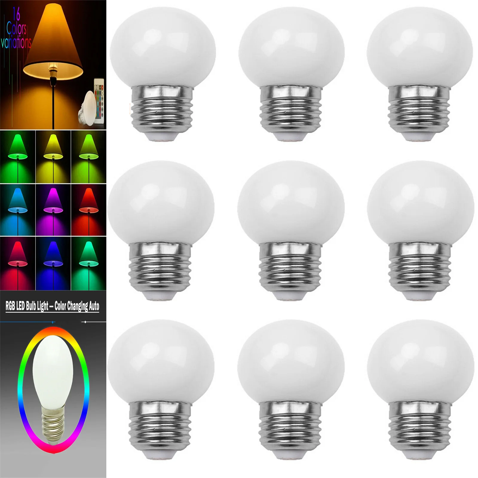 10Pcs/lot RGB LED Blub Light 16 Colors Auto Changing E27 3W Coloful Globe Lamp 220V Energy Saving