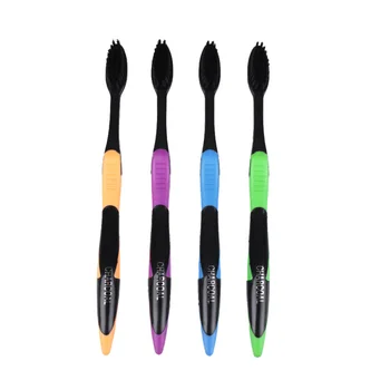 

4PCS Soft Double Ultra Toothbrush Bamboo Charcoal Nano Brush Oral Care For Family Nano-antibacterial Toothbrush Black Heads