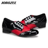 JOROZEE Men Dance Shoes Party Square Modern Dancing Shoes Black White PU Low Heel Soft Outsole 6