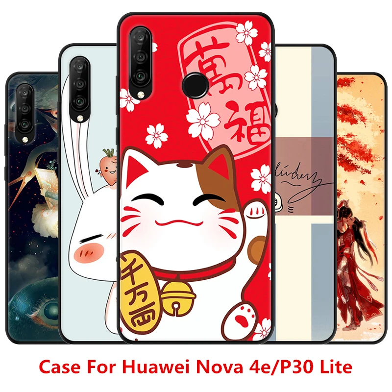 Мультяшный чехол Faston для Huawei Nova 4e/Huawei P30 Lite. ТПУ окрашенный телефон милый цветной с