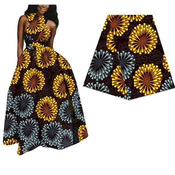 

Big Floral Printed Ankara Real Wax Fabric 6Yards 2020 New Design African Nigerian Veritable Wax Fabric For Women Dress 304