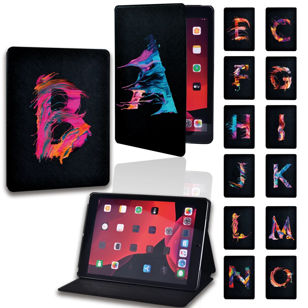 

New Leather Flip Stand Tablet Cover for Apple IPad/iPad Mini/iPad Air/iPad Pro 7.9 9.7 10.2 10.5 11 Inch with Painting Letter