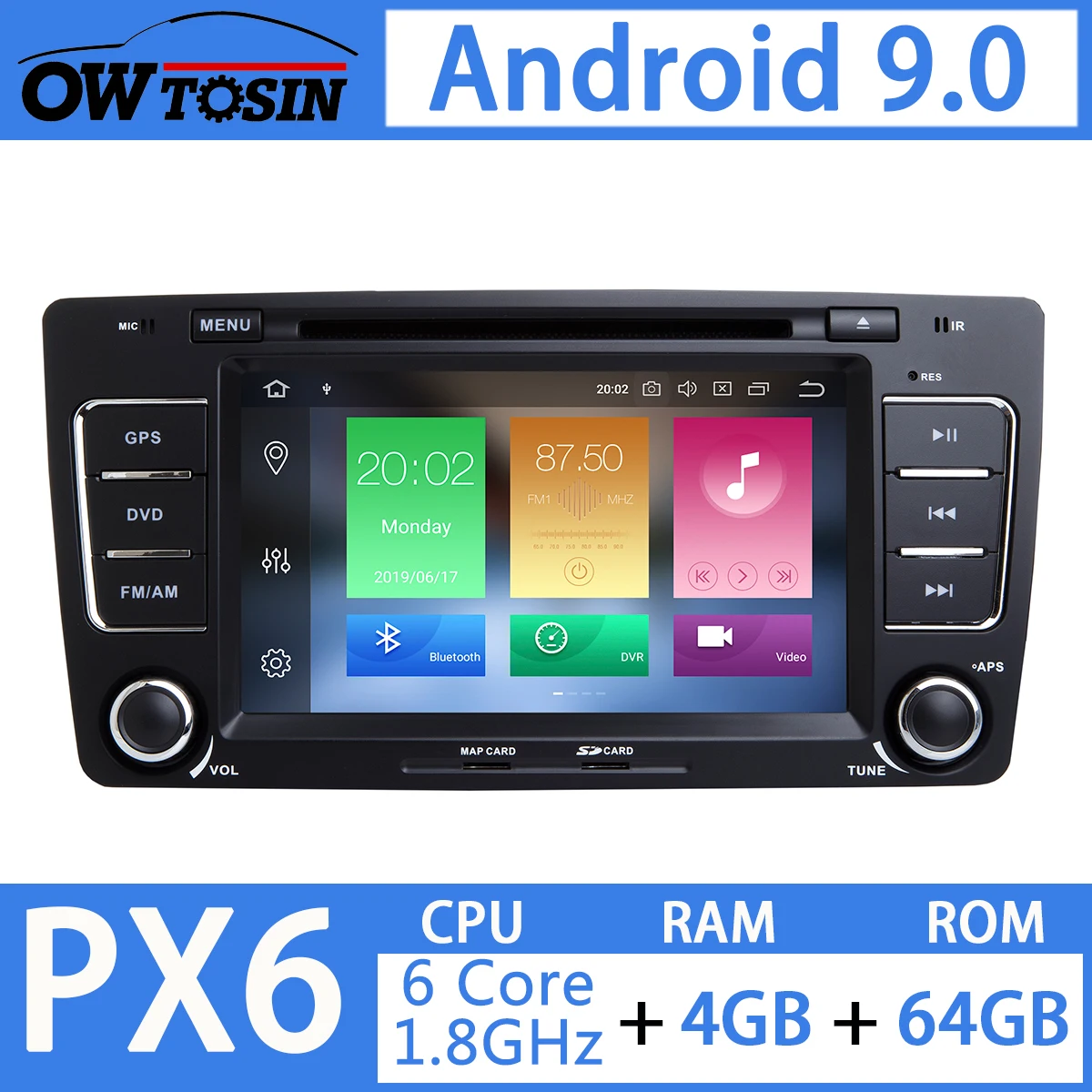 

7" Android 9.0 PX6 4G+64G Car DVD Player for Skoda Octavia 2009 2010 2011 2012 2013 a5 yeti Car Radio Multimedia GPS Navigation
