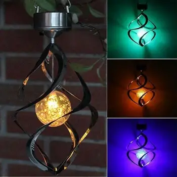

Solar Powered Wind Chimes LED Spiral Spinner Lamp Colour Changing Hanging Light