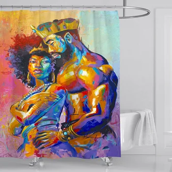 

Personalized Character Printing Shower Curtain Set Curtains Waterproof Home Bath Bathroom 3d Decor Toliet Cover African American
