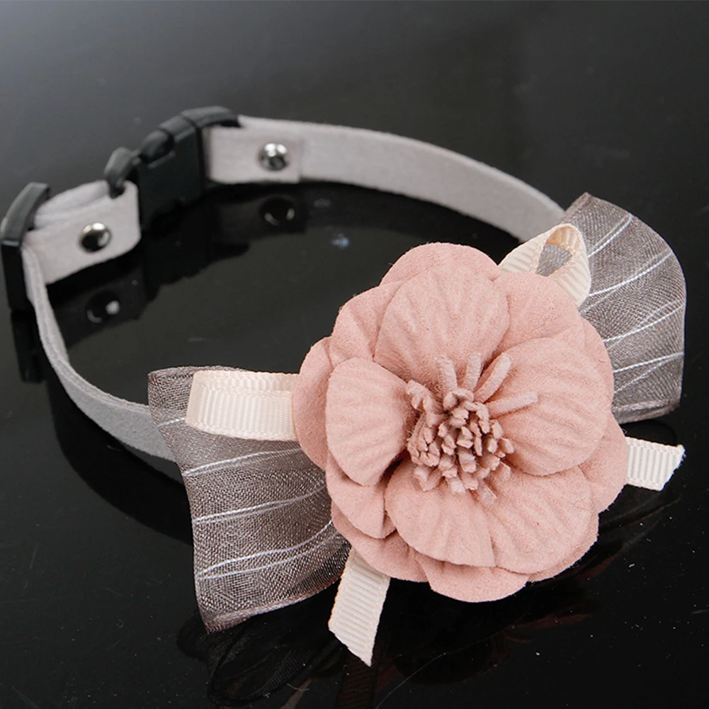 3D Necklace Adjustable Accessories Pet Collar Elegant Gift Durable Dog Cat Soft Decoration With Flowers Puppy Safe Small Medium