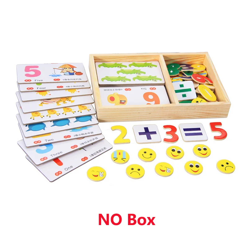 Детская забавная цифровая обучающая коробка, красочные бамбуковые Счетные палочки, математическая игрушка, карточка с цифрами, детская деревянная головоломка, развивающие игрушки - Цвет: NO box