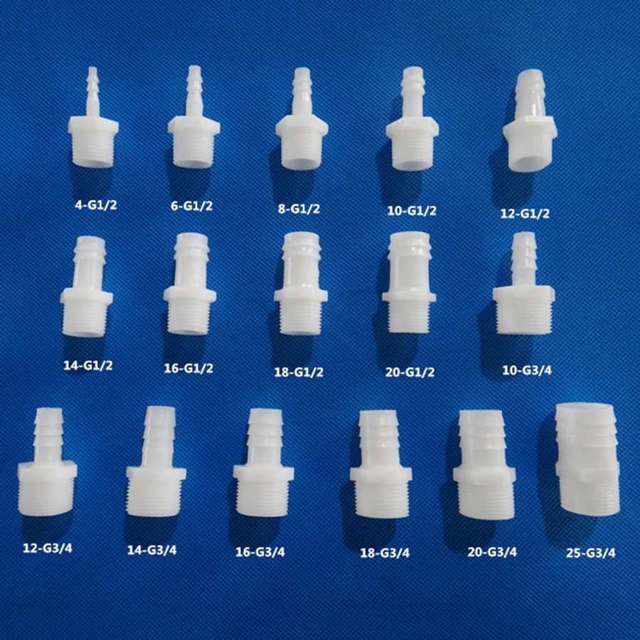 

1PCS Plastic Pagoda Hose Barbed Joint 1/2" 3/4" BSP Male To 4/6/8/ 10/12/14/16/18/20/25mm Plastic Soft And Hard Tube Adapter