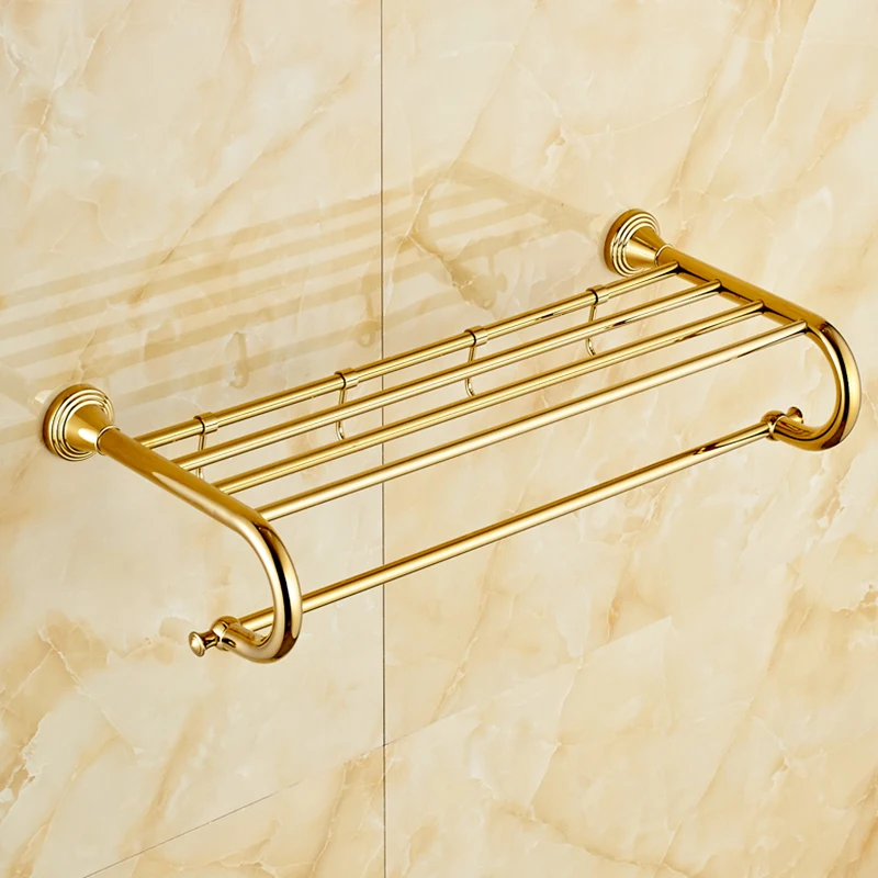 POIQIHY Золотая Полка для полотенец для ванной комнаты с крючками, вешалка для полотенец, классические аксессуары для ванной комнаты, настенное роскошное банное полотенце