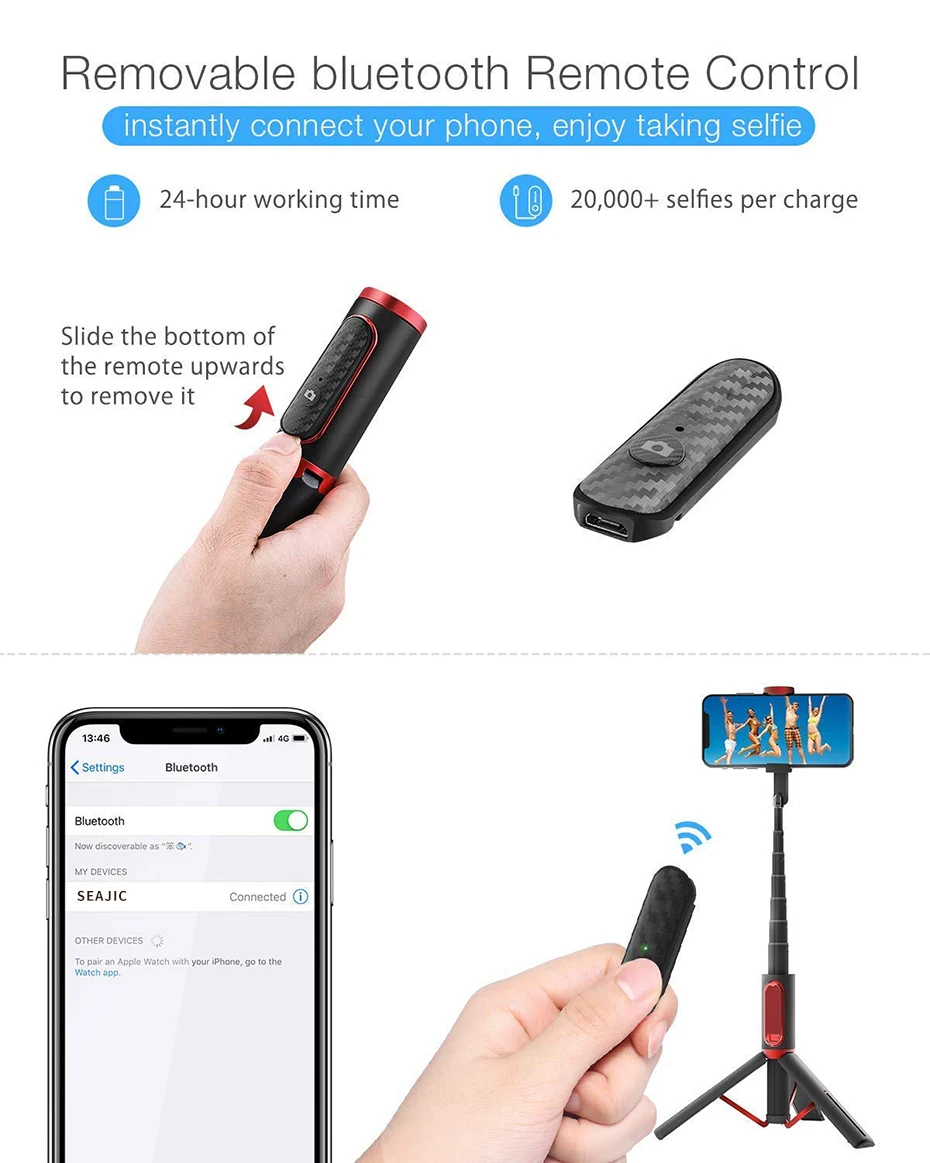 Оригинальная Беспроводная селфи палка M18 с Bluetooth портативный мини штатив