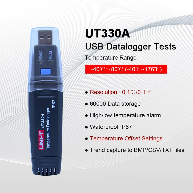 UNI-T UT330A/B/C цифровой USB Регистратор температуры и влажности 60000 Регистратор температуры регистратор температуры-40~ 80C(-40~ 176F - Цвет: UT330A