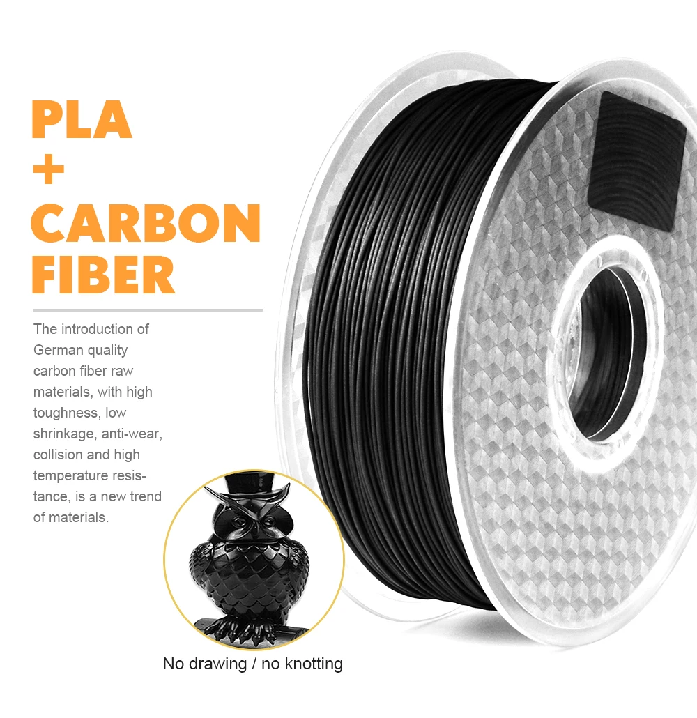 Два дерева 3D углеродное волокно PLA дизайн 3d принтер нить 1 кг углеродное волокно 1,75 мм Impressora 3d печать Filamento extrusora