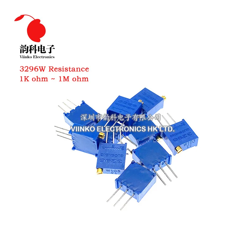 15valuesX1pcs = 15 шт. 100ohm-2Mohm 0,5 w 3296 3296w регулируемые резисторы многооборотный Подстроечный резистор регулируемый точность набор подстроечных резисторов