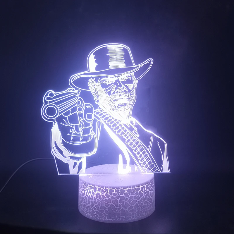 3D лампа Red Dead: сенсорный датчик, красочный, с пультом дистанционного управления, для украшения помещений, Usb, светодиодный ночник, светильник