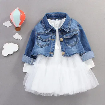 

2020 Summer Newborn Baby Girls Clothing For Infant Baby Girls Clothes Outfits Casual Sets Denim Jacket + Dress Outfits Sets