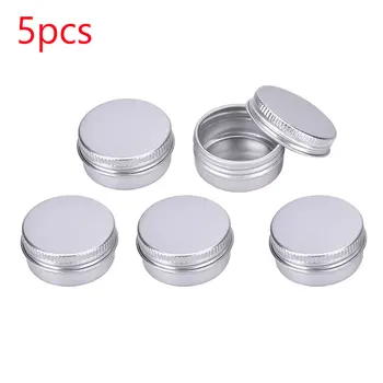 

5pcs 5g 10g 15g Lip Balm Containers, Aluminum Empty Slip Slide Round Storage for Beauty, Cosmetics, Accessories