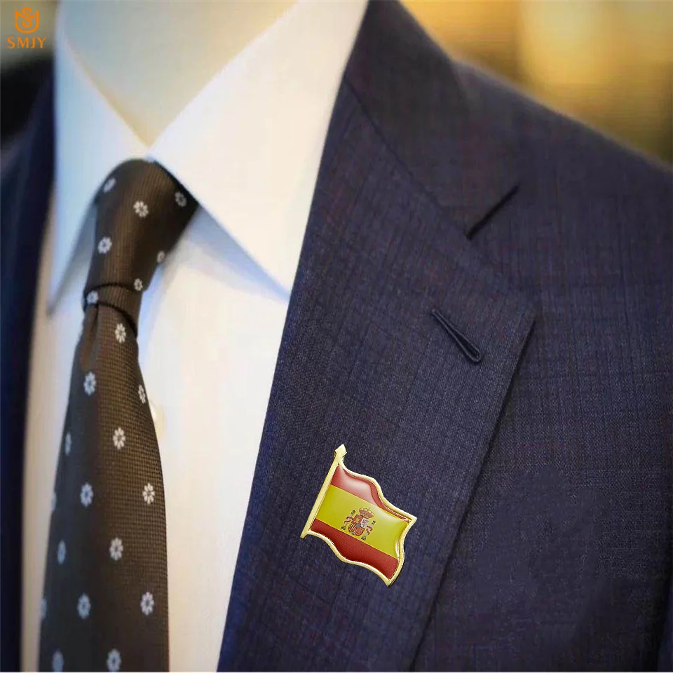 Broche drapeau espagnol ondulé, 5 pièces, ligne rouge jaune préférée,  emblème National, épingle à cravate en métal, Collection d'insignes |  AliExpress