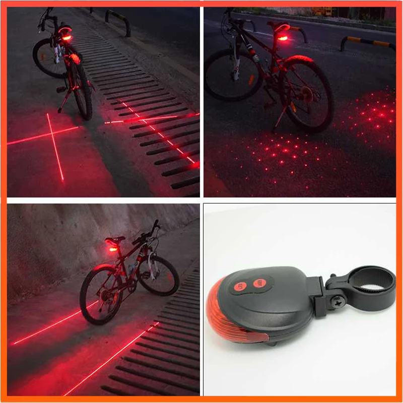 Велосипедный задний свет 5 светодиодный+ 2 лазерный Водонепроницаемый светодиодный фонарь Bycicle задний свет имеет 7 Режим крутой вспышки задний велосипед свет безопасное освещение Предупреждение