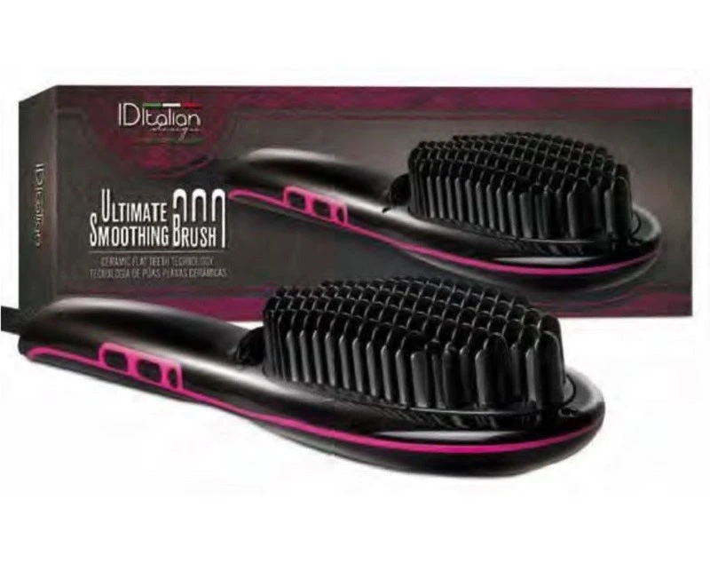 Cepillo de alisado profesional ULTIMATE SMOOTHING BRUSH Italian Design PostQuam con doble placa de cerámica de aplicación de calor color negro y rosa hasta 50 W IDELISSULTIMATE|Relajantes capilares| - AliExpress