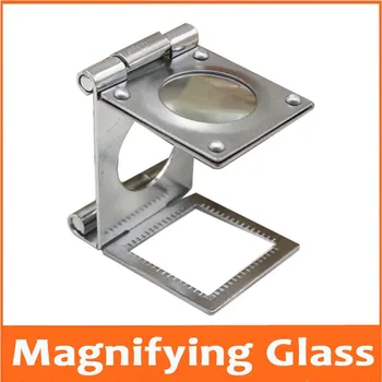 

10X LED Folding Cloth Magnifier pigeon eye glass magnifying mirror Folding Stand Cloth Fabrics Detecting Magnifier with Scale