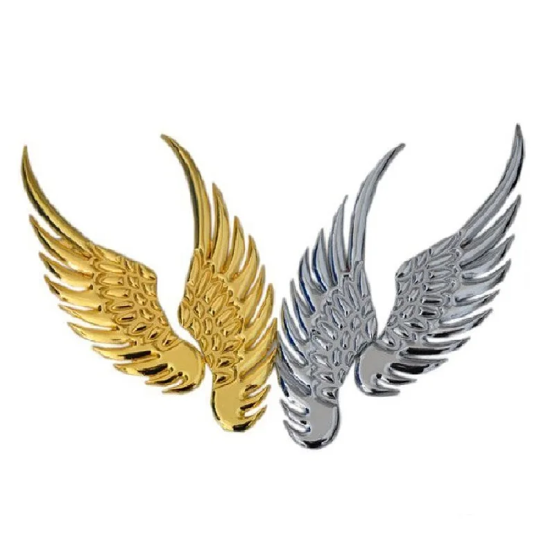 

10pair 3D dimensional Alloy Metal car stickers Angel Hawk Wings Emblem Badge Decal Car Logo Sticker golden silver color optional