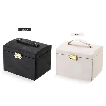 

Jewelry Storage Box with Mirror Easy To Take Accessories Display Leather Durable Multi-Functional