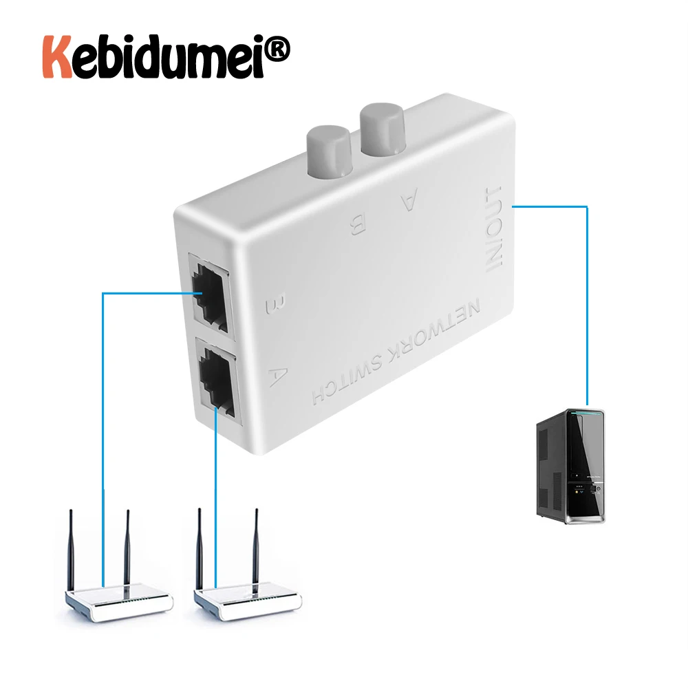 Новейший мини сетевой коммутатор RJ45 с 2 портами Ethernet двойной двусторонний порт