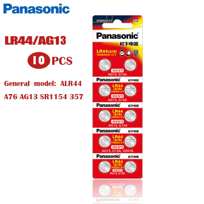 10 шт. PANASONIC A76 100% оригинальный 1 5 в 0% Hg кнопочный аккумулятор LR44 AG13 SR1154 357 LR 44 для