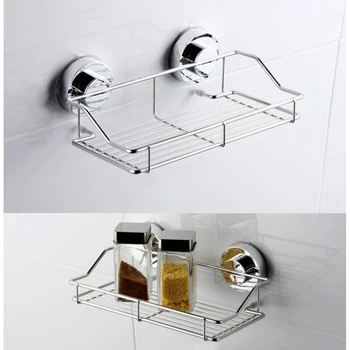 

Stainless Steel Strong Lock Suction Cups Bathroom Suction Shower Shelf Rust Free Deep Basket Dishrack For Shampoo Stand
