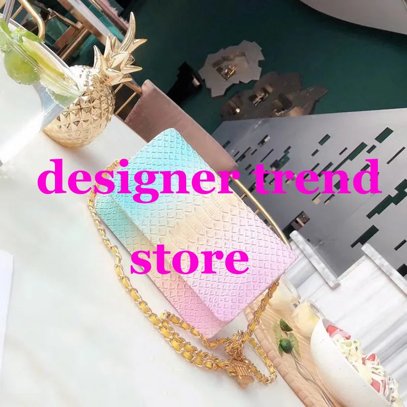 

2018 Genuine Leather fashion bag women handbag rainbow bags bag new Women Luxury purses shoulder crossbody chain bag
