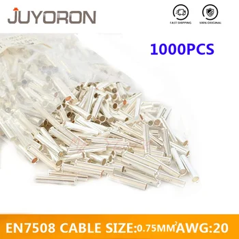 

1000PCS 20AWG Bare Copper Wire Ferrules For 0.75mm2 Non-Insulated End Cable Terminal Wire Connector Tinned Crimp Terminal EN7508