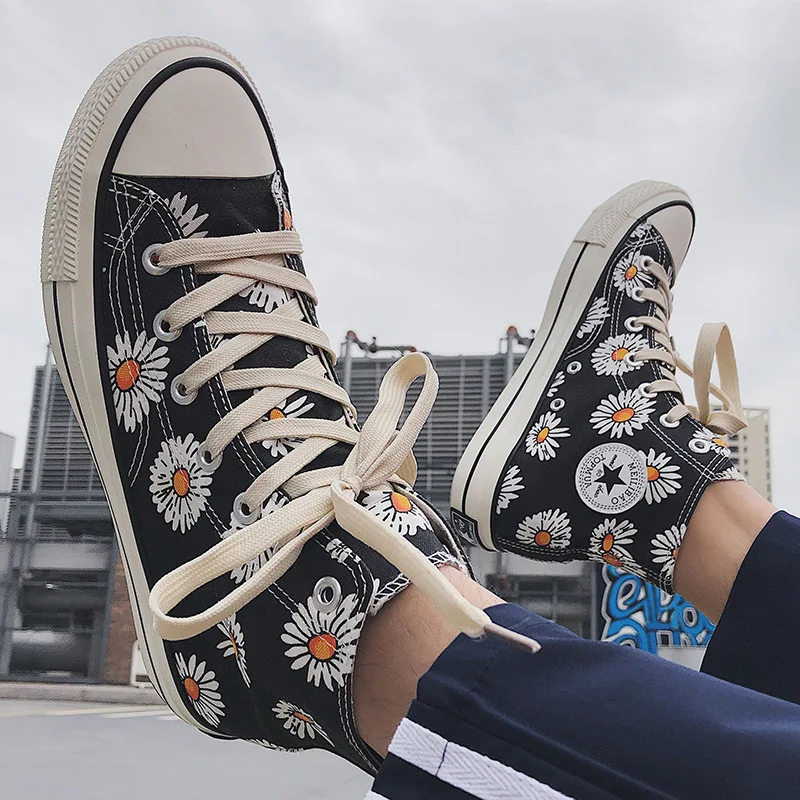 

New Arrival Fashion Men Flats Canvas Shoes Casual high help sneakers shoes Color matching students Men's single shoes D6-80