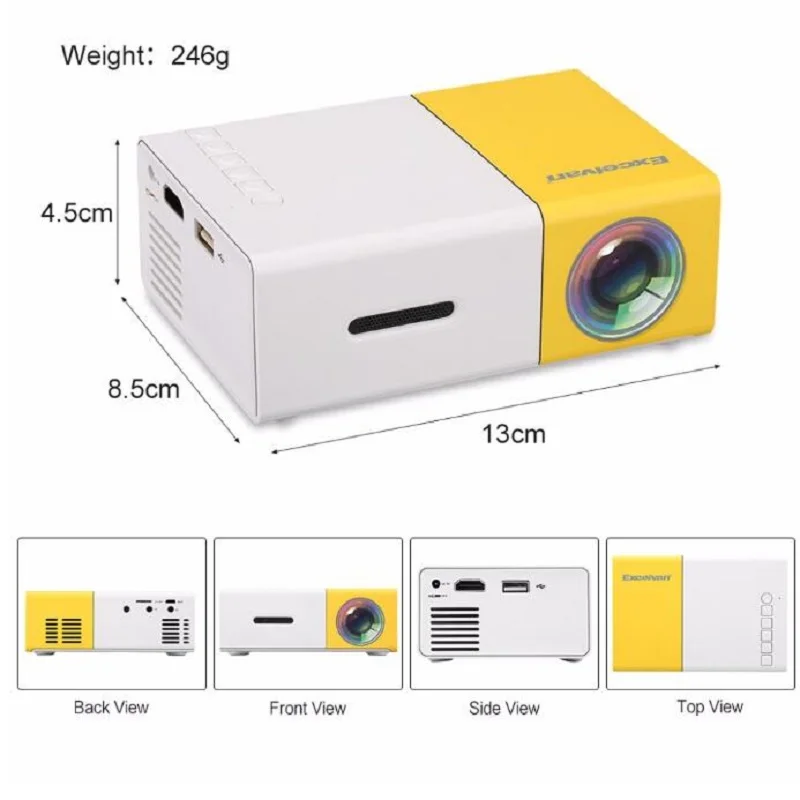 Прямая поставка YG300 YG-300 ЖК светодиодный портативный проектор мини 400-600LM 1080p видео 320x240 пикселей медиа светодиодный плеер