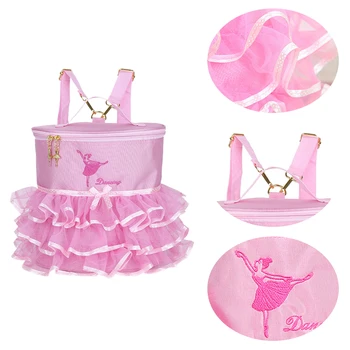 

Kids Backpack Ballerina Princess School Girls Ballet Dance Bag Shoulder Students Cute Handbag Lace Embroidered Tiered Ruffled