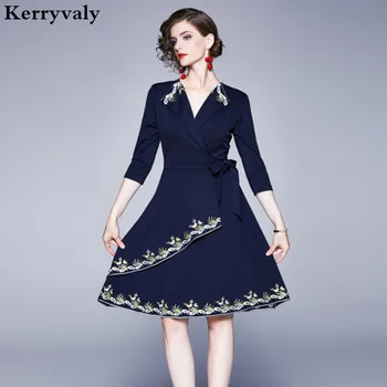

Autumn French Retro Embroidery Dress Women Midi Part Dresses Vestidos Casual Mujer 2020 Dames Jurken Vetement Femme K6573