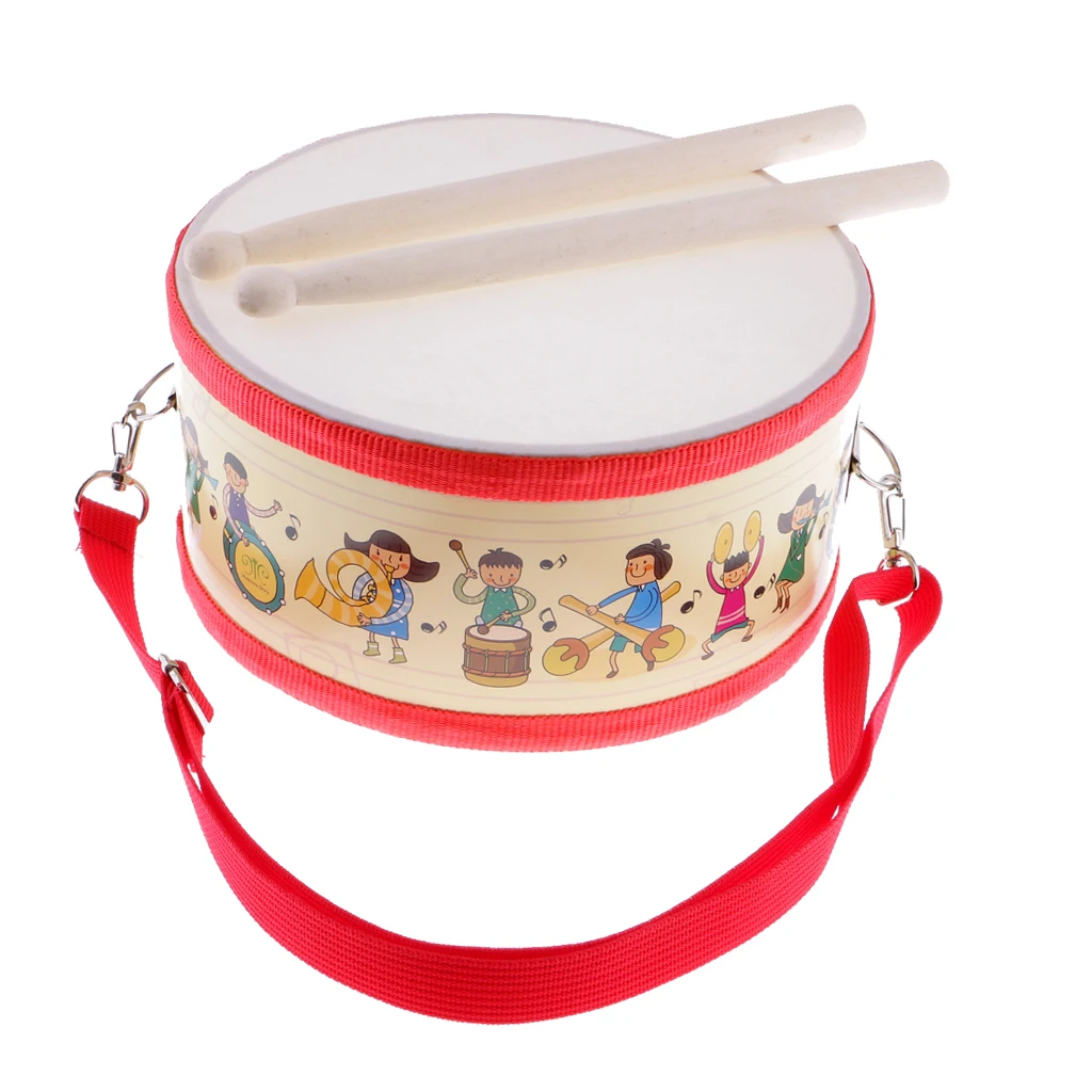 1 Set Hand Percussion Snare Drum with Wood Sticks for Kids Musical Toys Precussion Instrument