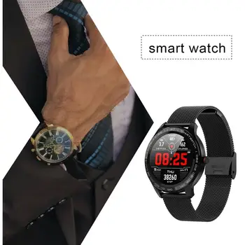 

1.3 inches Beautiful Heart Rate O2 Monitor Full Round Touch Screen Stainless Steel IP68 Facebook Display Business Smart Watch