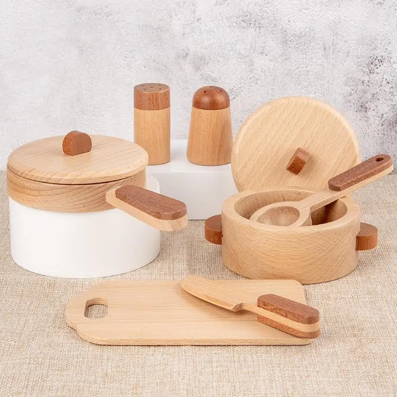 Children's Natural Wood Color Preschool Toys Fruits And Vegetables Simulation Play House Kitchenware Cognitive Wooden Toys Gifts