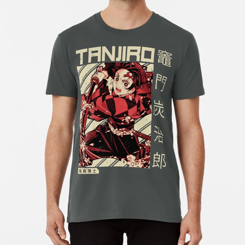 Demon Slayer Kimetsu No Yaiba | Футболка с аниме футболка demon slayer kimetsu no yaiba shirt - Цвет: Темно-серый