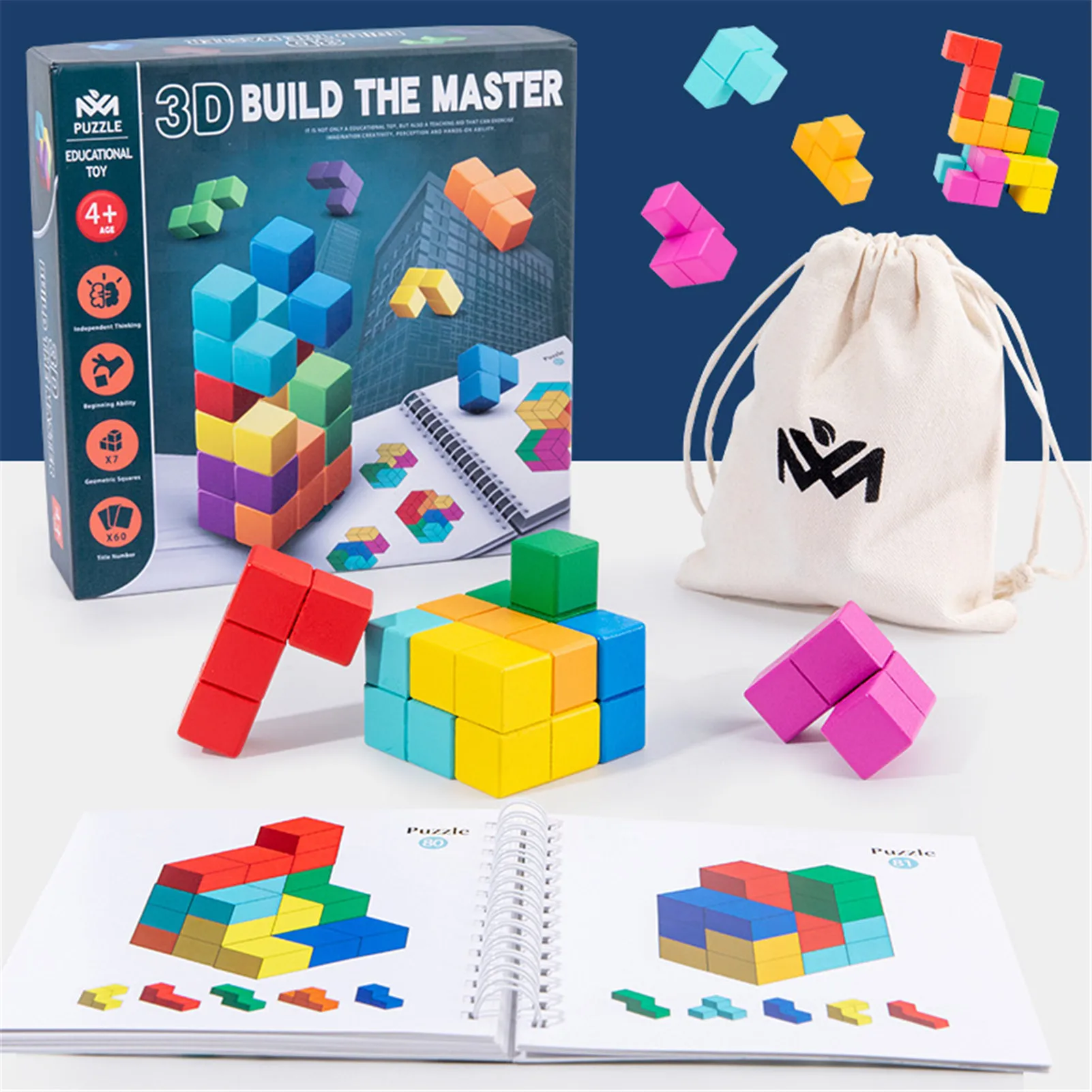 Educativos para Crianças Tetristoys Rubikscuscube Brinquedos Educativos Luban Soma Lógica Espacial Suave Treinamento Cedo 3d 8 Cubos mágicos