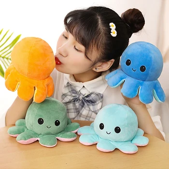 

Pet Toy Reversible Flip Octopus Stuffed Plush Doll Soft Simulation Reversible Plush Toy Filled Color Chapter Plush Doll