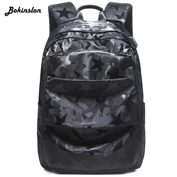 

Bokinslon Casual Student Backpack Male Drawstring Oil Wax Canvas Bag Diagonal Man Travel Backpack