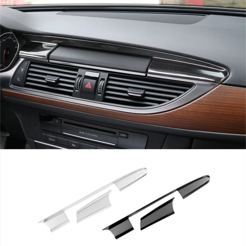 

Car Central Dashboard Navigation Decorative Cover Trim For Audi A6 C7 2012-17 A7 LHD Stainless Steel Strips Interior Accessories