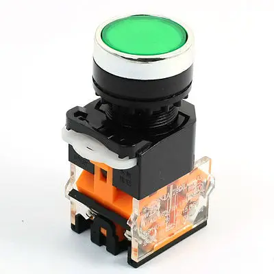

Green Round Cap Self-locking DPST Panel Mounted Push Button Switch 660V 10A