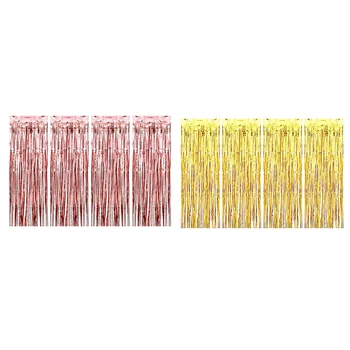 

4 Pack Home Foil Fringe Curtain,Metallic Backdrop Curtain for Wedding Decoration,Birthday,Party,Photo
