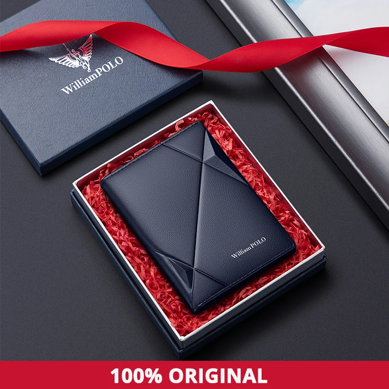 WILLIAMPOLO Mens Wallet Genuine Leather Card Holder Purse Real Cowhide Fashion Design Men 2021 With Gift Box PL205265 | Багаж и сумки