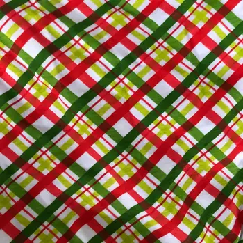 

lycra Cotton Plaid christmas red green For Quilting Kids Patchwork Cloth DIY Sewing Fat Quarters Material For Baby