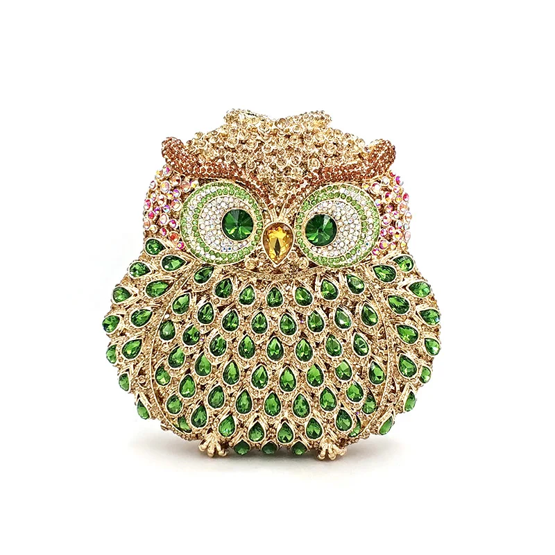 Fashion design clutch women evening party bag diamonds owl bird shape crystal purses bridal wedding party crystal clutches