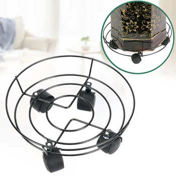 

25/30cm Metal Round Flower Plant Pot Tray 4 Wheels Heavy Planter Flowers Pot Mover Trolley Plate Stand Holder Garden Tools